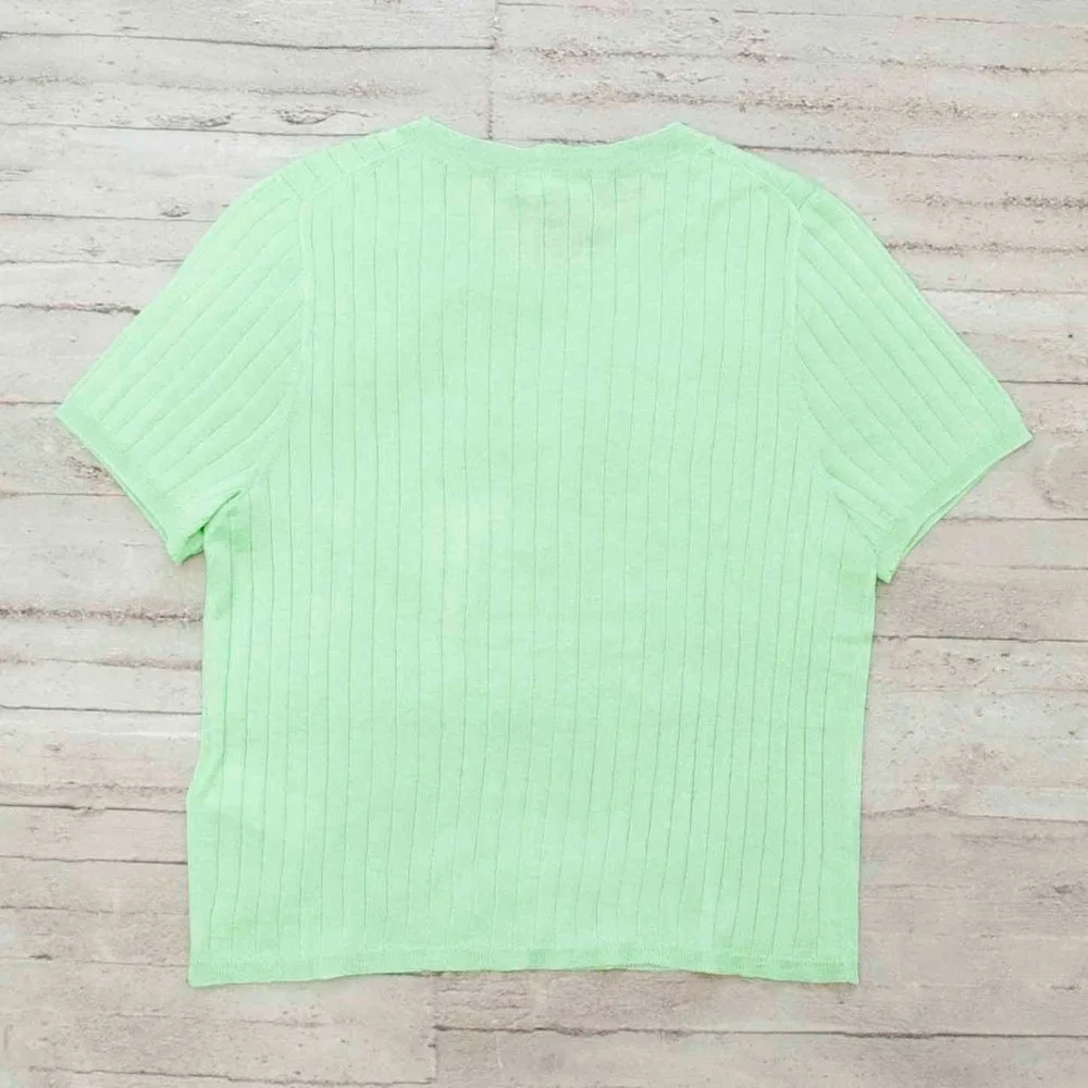 NWT J. Crew Silk and Cashmere Cropped T-Shirt in Frosty Green size L